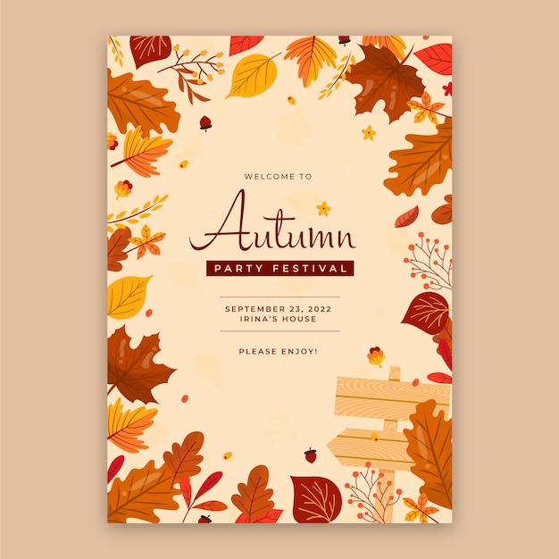 Flat vertical poster template for autumn celebration