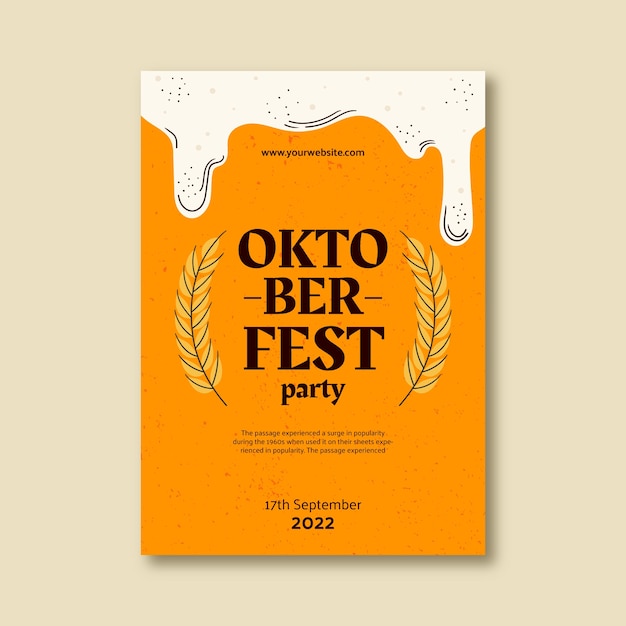 Вектор Плоский вертикальный шаблон плаката для фестиваля октоберфест