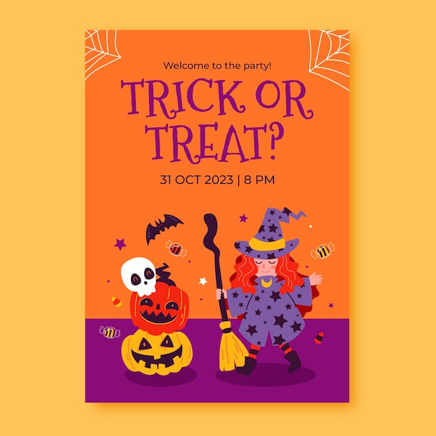 Flat vertical poster template for halloween season