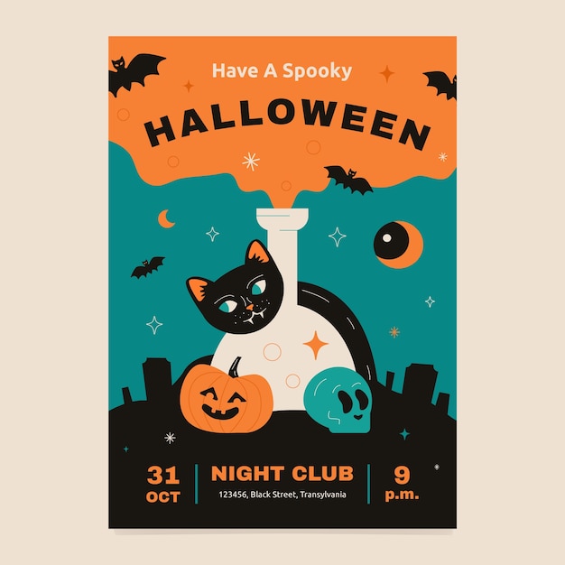 Flat vertical poster template for halloween season
