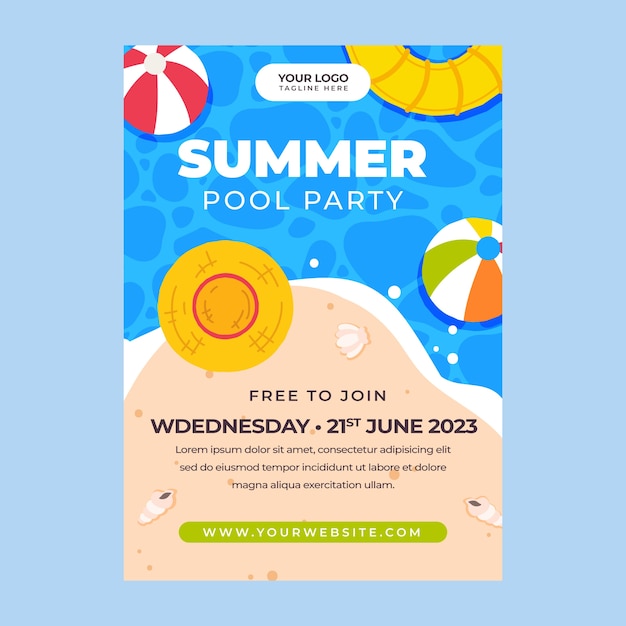 Flat vertical poster template for summer season