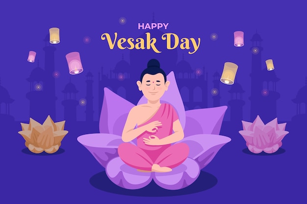 벡터 플랫 vesak 하루 배경