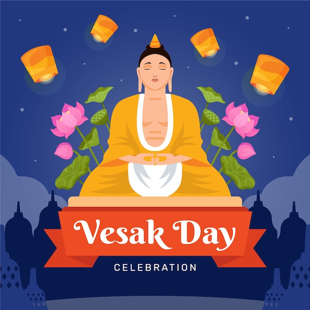 Vector flat vesak illustration