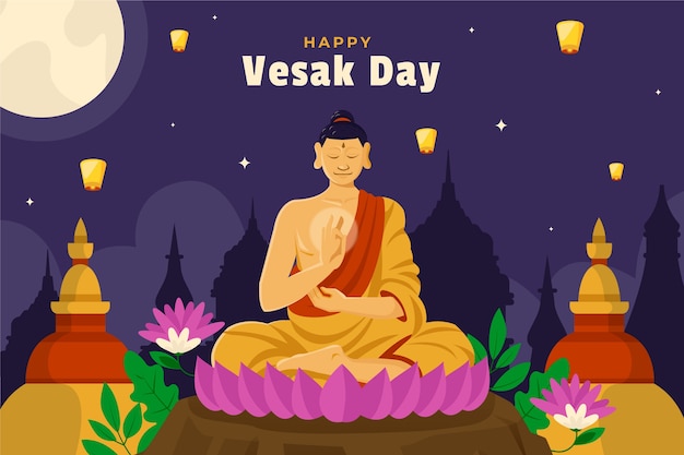 Flat vesak say background