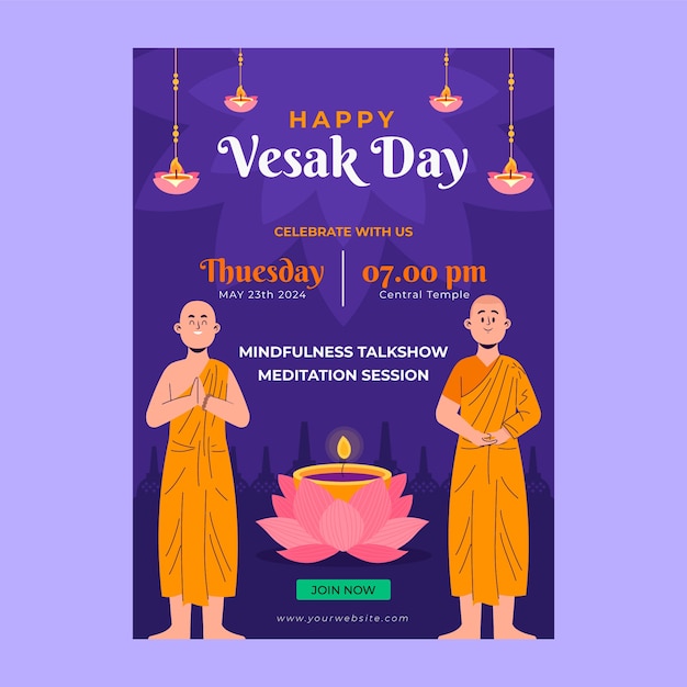 Flat vesak vertical poster template