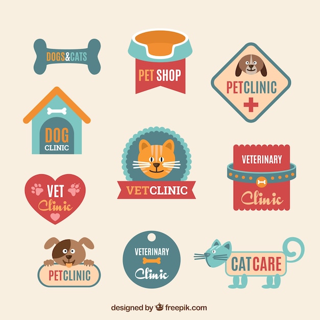 Flat vet clinic logo templates