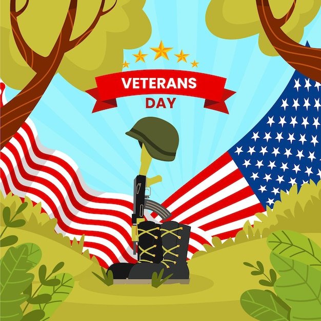 Vector flat veteran's day illustration