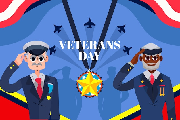 Flat veterans day background