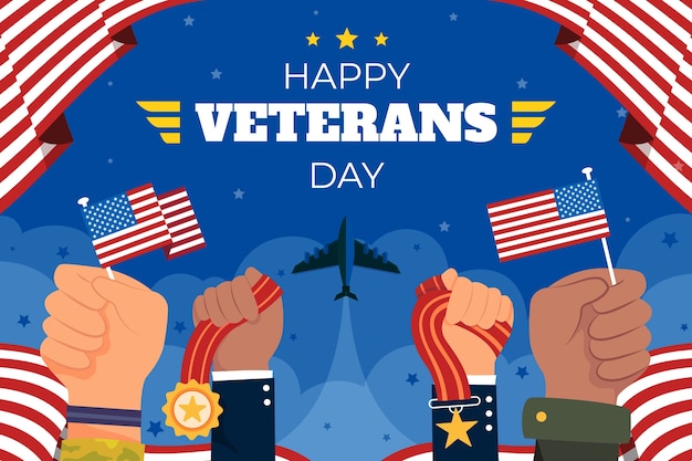 Flat veterans day background