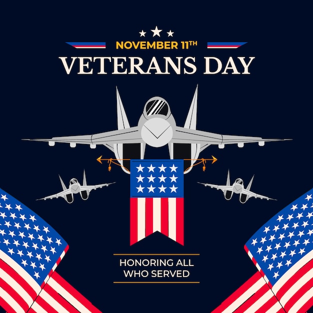 Vector flat veterans day illustration