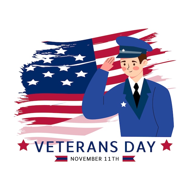 Flat veterans day vector illustration