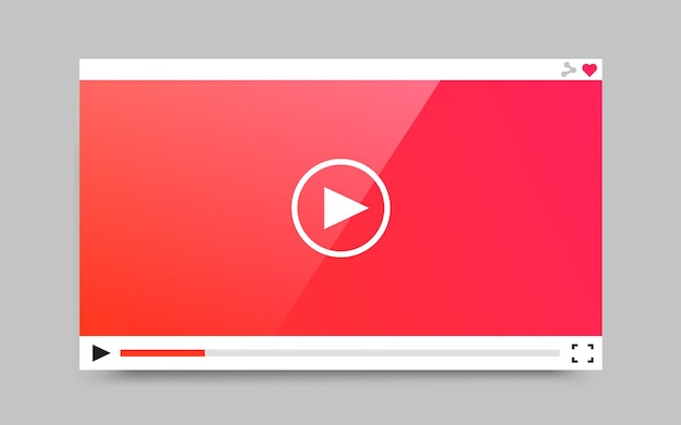 Vector flat video player template for web and mobile apps.