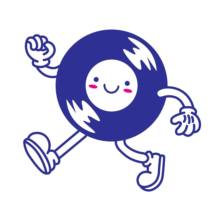 Vector ビニール ディスク マスコットのフラット ヴィンテージ漫画のロゴ