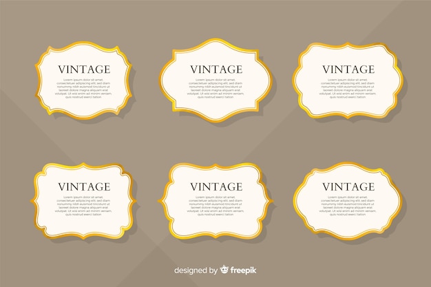 Flat vintage golden frame collection