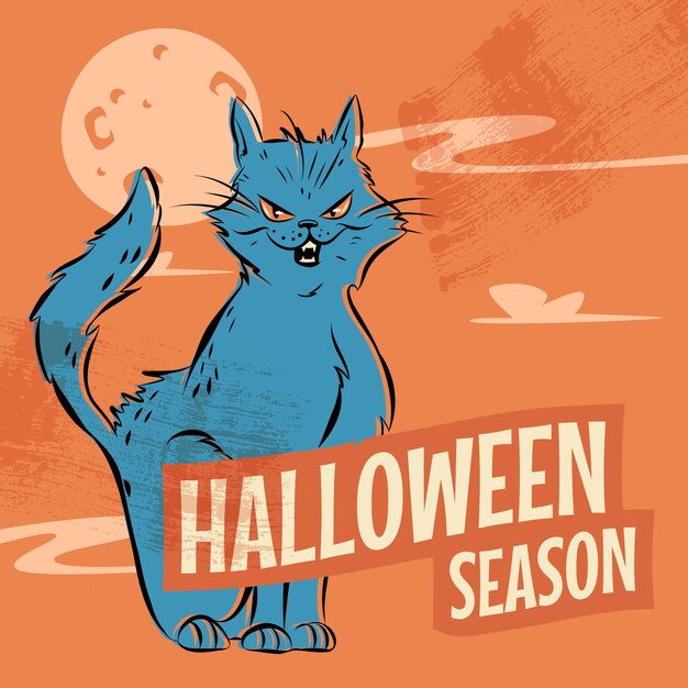 Vector flat vintage halloween illustration