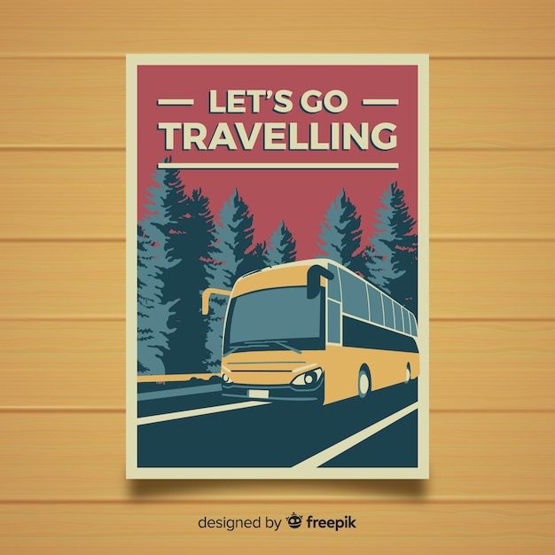 Flat vintage travel poster