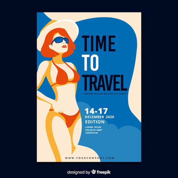 Flat vintage travel poster