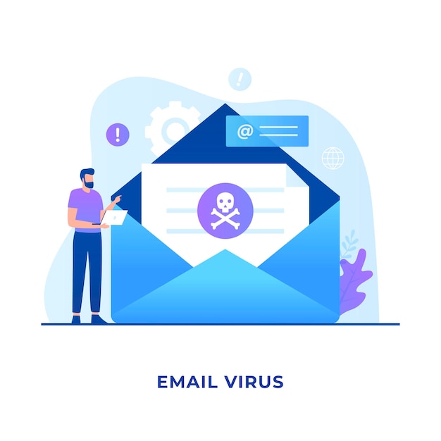 Vettore concetto di e-mail di virus piatto.