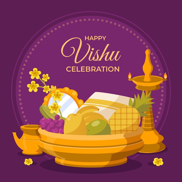 Vettore illustrazione di vishu piatto