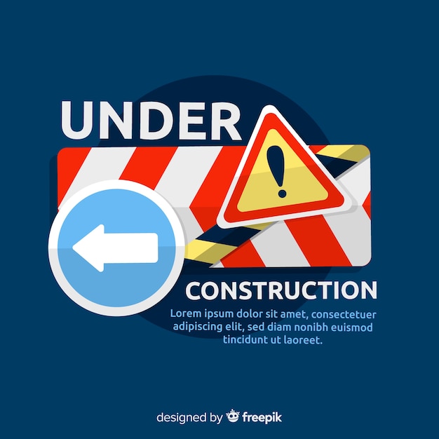 Flat warning construction sign background