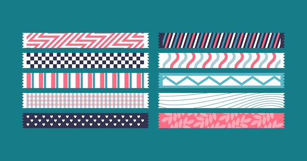 Vector flat washi tape collection