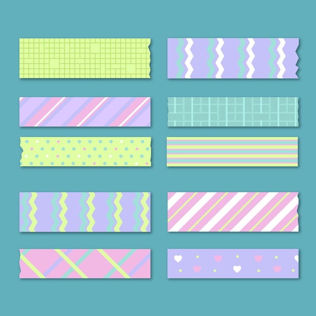 Vector flat washi tape collection