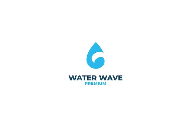 Vettore illustrazione vettoriale del design del logo dell'onda di goccia d'acqua piatta
