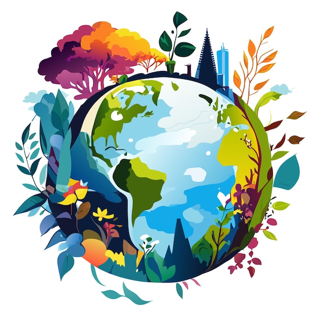 Vector flat watercolor illustrations for world environment day