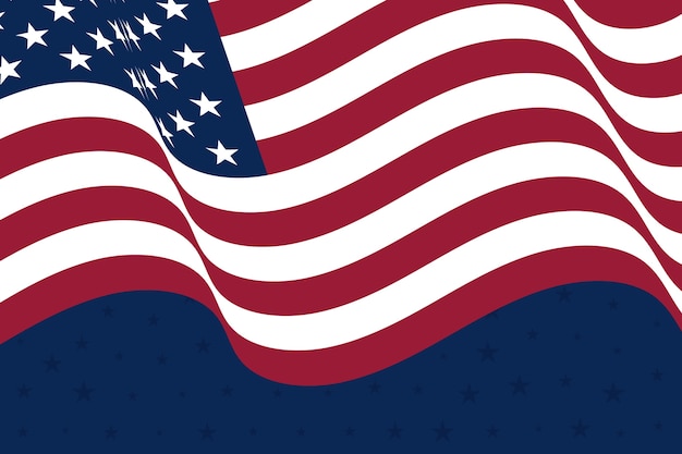 Vector flat waving american flag background