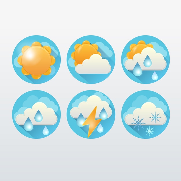 Collezione di icone meteorologiche piatte