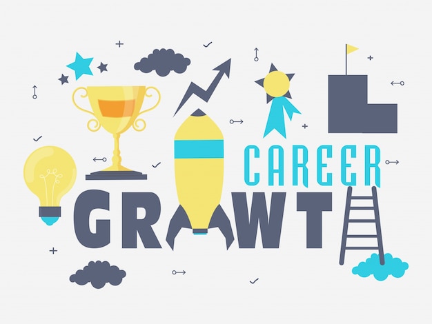 Flat web banner design for career growth.