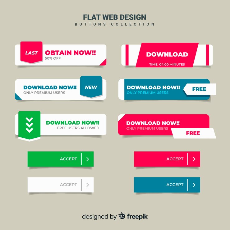 Vector flat web button collection