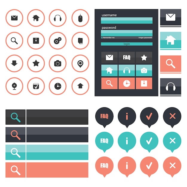 Flat Web Design elements