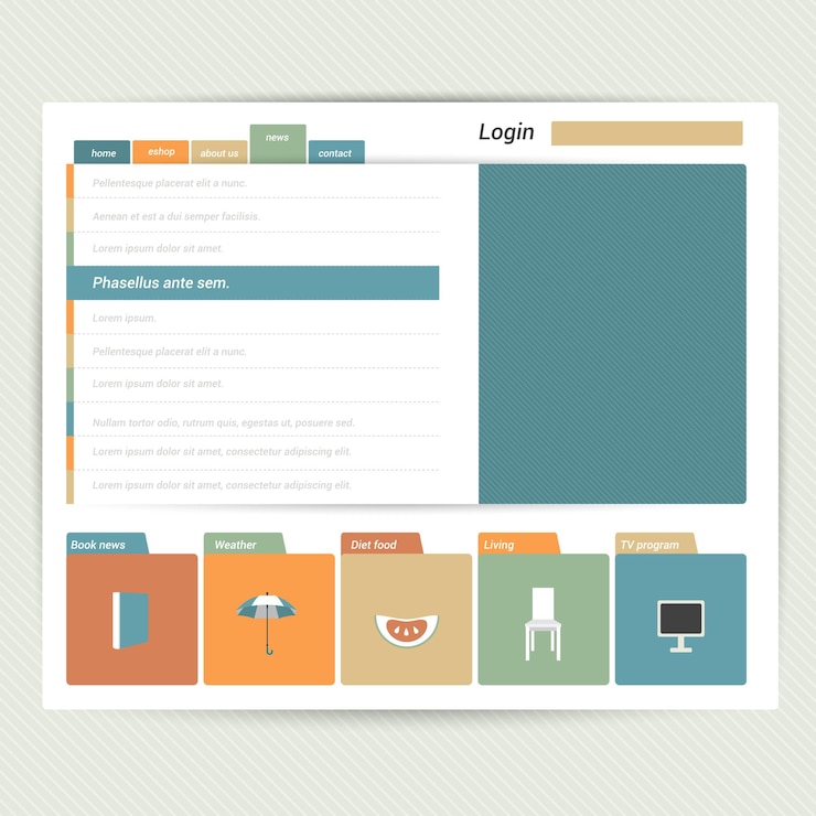 Vector flat web page, blog, portfolio. vector background.