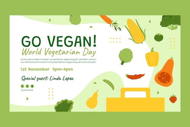 Flat webinar template for world vegetarian day celebration