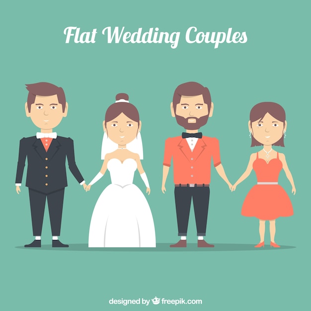 Flat wedding couples