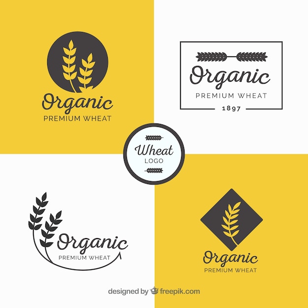 Flat wheat logo collection