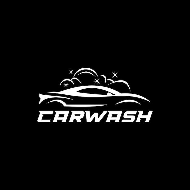 Flat white car wash logo vector template