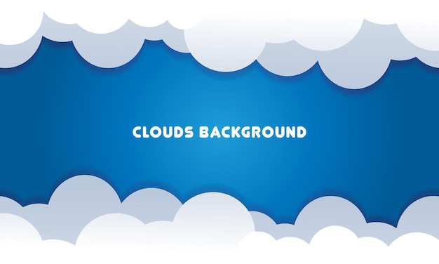 Vector flat white cloud and blue sky background vector illustration