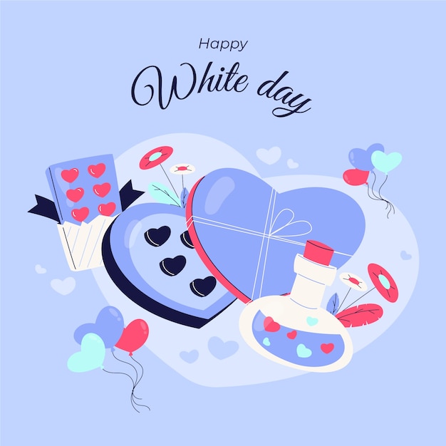 Flat white day celebration illustration