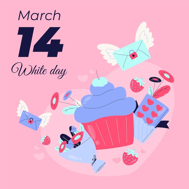 Vector flat white day celebration illustration