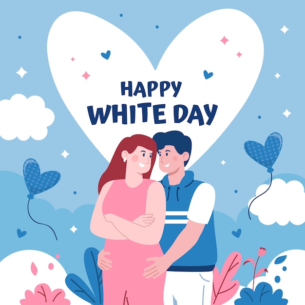 Vector flat white day illustration