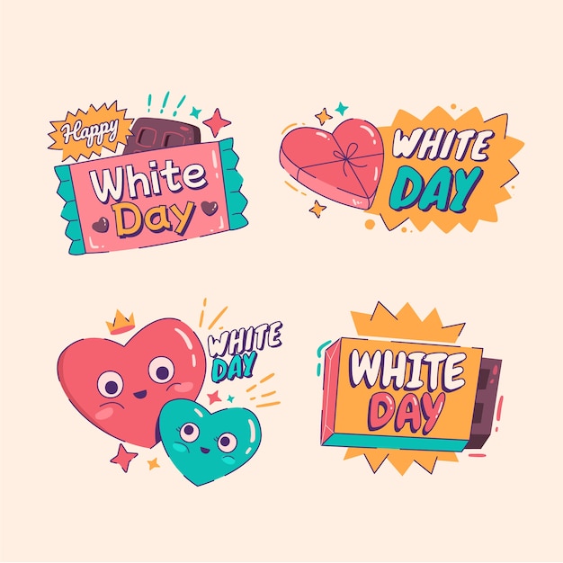 Vector flat white day labels collectie