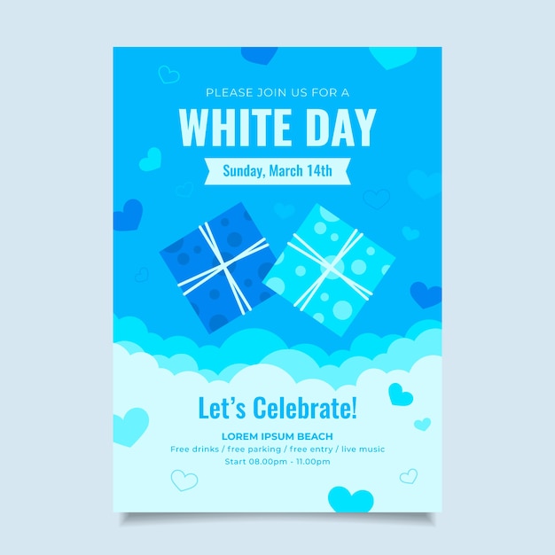 Flat white day vertical poster template
