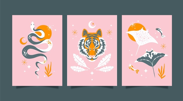 Flat wild animals covers