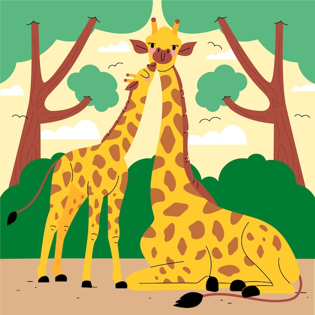 Vector flat wild animals illustration