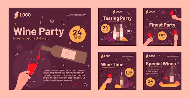flat wine party instagram post