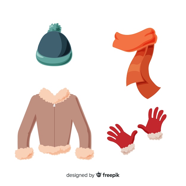 Vector flat winter clothes and essentials