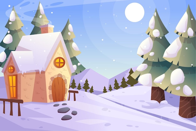 flat winter landscape scenery background