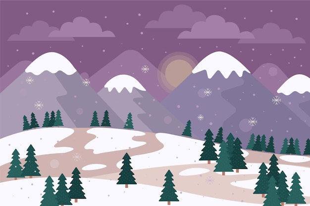 Vector flat winter landscape